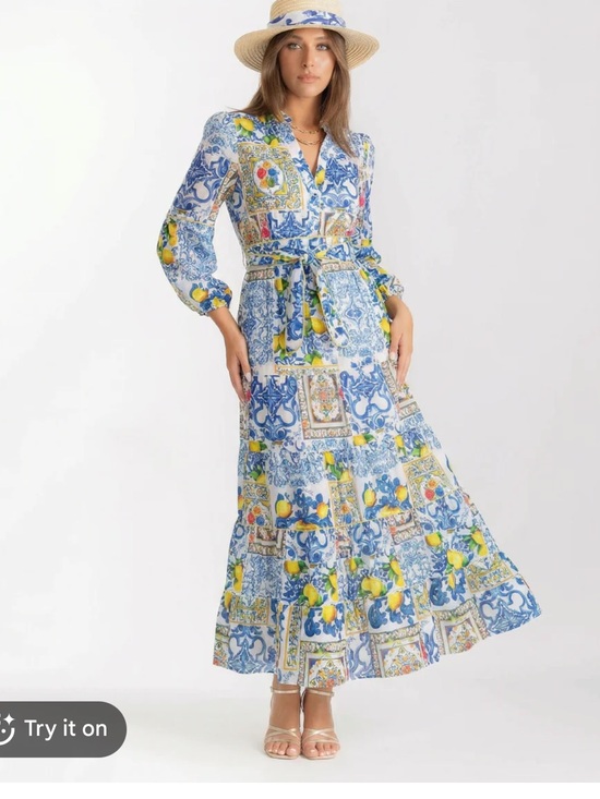 Marina St Barth Dresses & Skirts - EUC Marina St Barth POSITANO DRESS NEREA Lemons 100% Linen $675